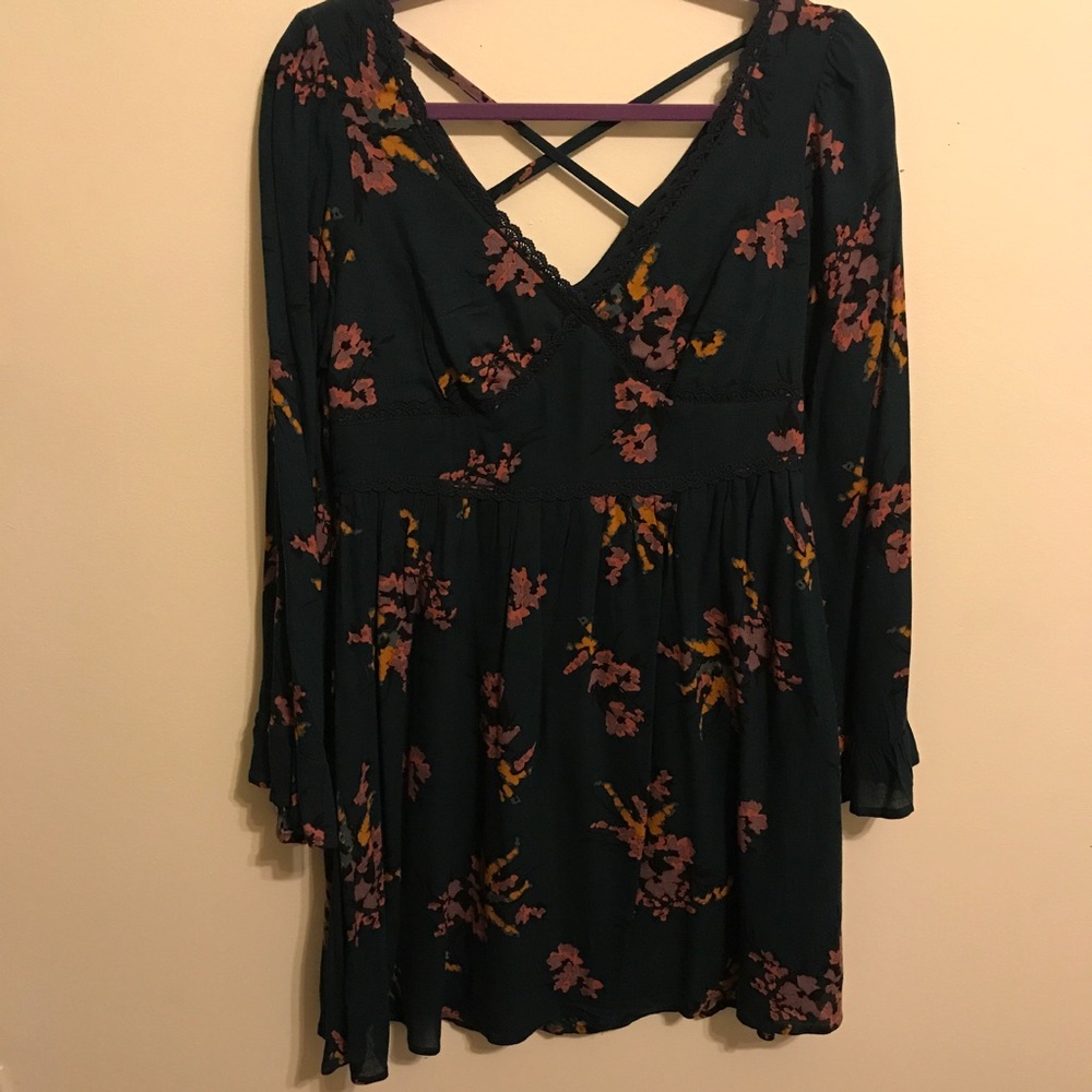 Target Xhilaration Teal V Neck Bell Sleeve Dress